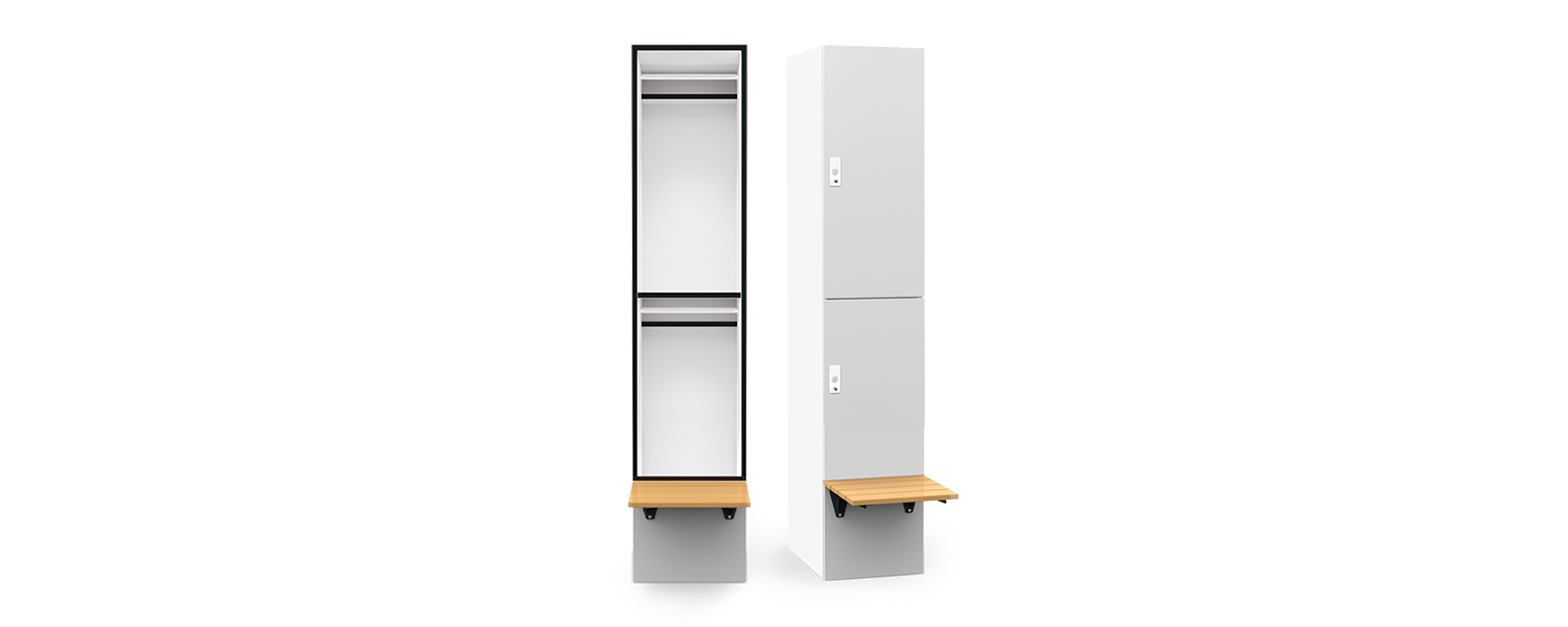 Lockin – Two door hanging locker with bench seat (P2+)