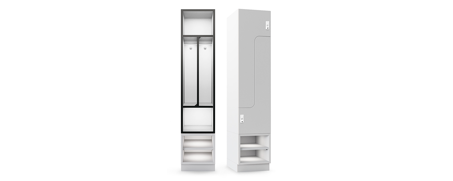 Two door ‘wave’ hanging locker with shoe shelf (PLB2)