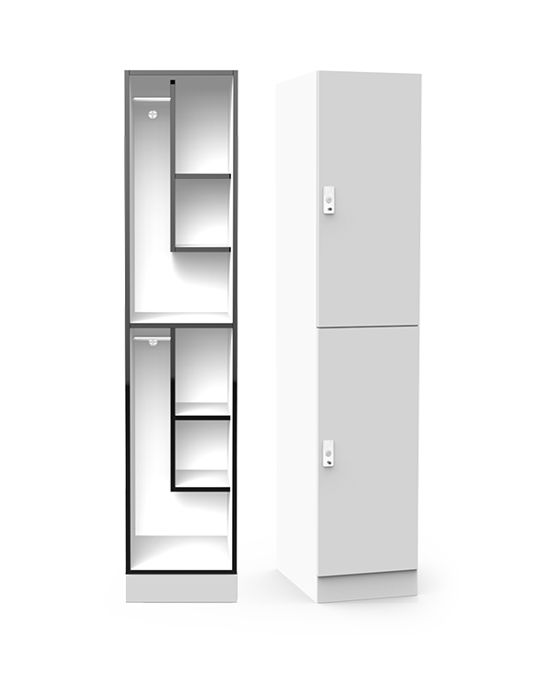 Two door hanging locker with floating shelf (PX2)