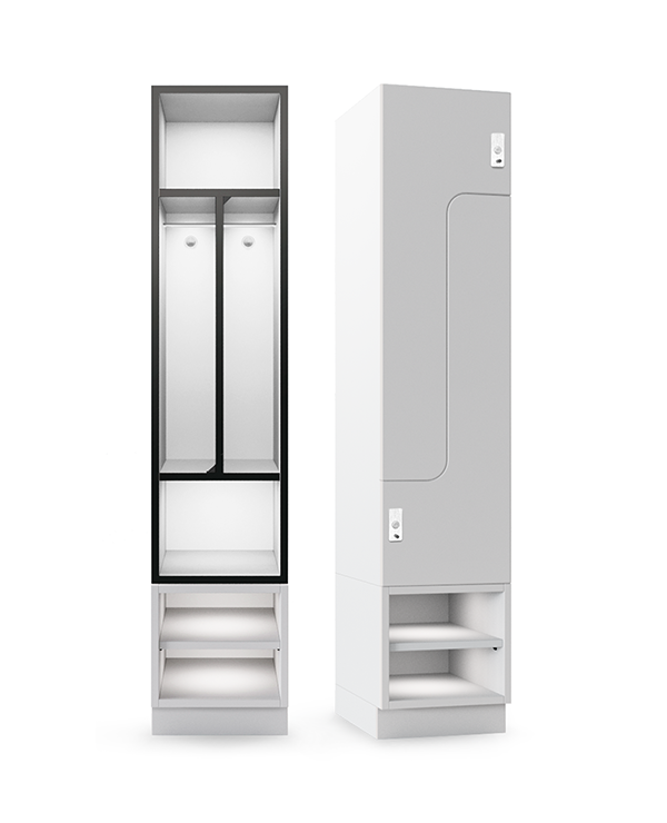 Two door ‘wave’ hanging locker with shoe shelf (PLB2)